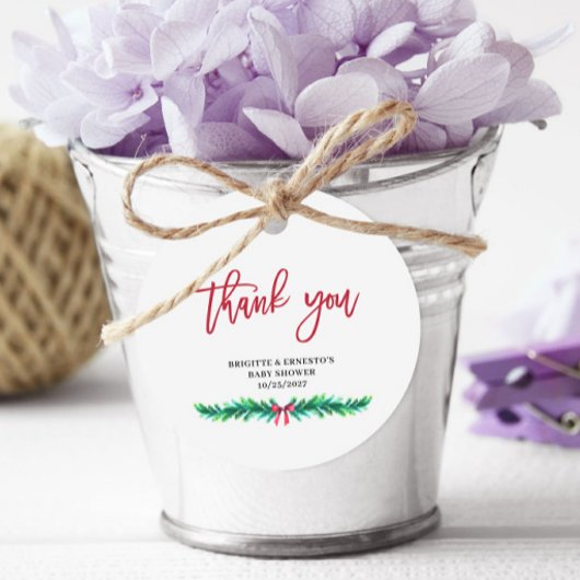 Étiquettes Cadeau Pine Branch Christmas Baby Shower 