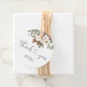 Étiquettes Cadeau Pine cône hiver À feuillage persistant merci (En situation)