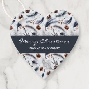 Étiquettes Cadeau Pine Cones et aiguilles de pin Noël Motif