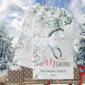 Étiquettes-cadeau Pine d'hiver Blanc Cheval Joyeux Noël