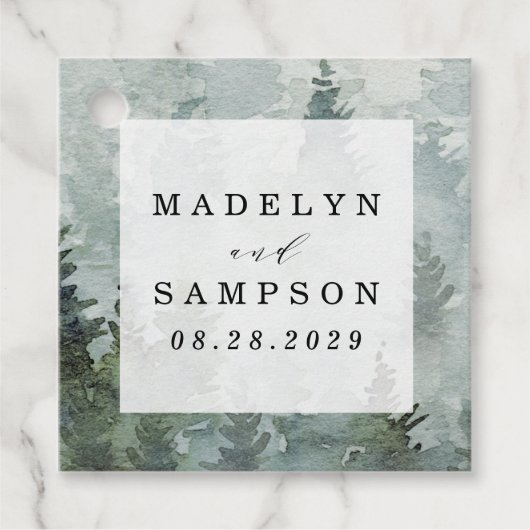 Étiquettes Cadeau Pine Tree Forest Russe Aquarelle Mariage à thème (Devant)