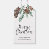Étiquettes-cadeau Pinecone Joyeux Noël Bracelet Script (Devant)