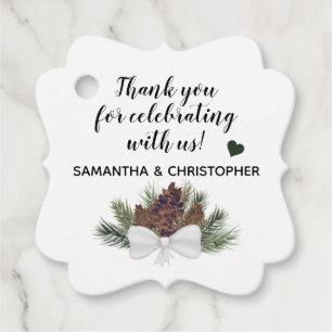 Étiquettes Cadeau Pinecones rustiques et branches de pin Mariage Mer