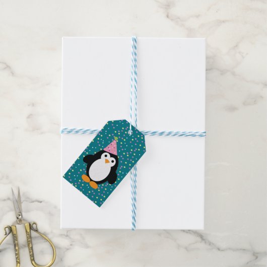 Étiquettes-cadeau Pingouin de la fête (Avec de laficelle)
