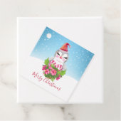 Étiquettes Cadeau Pingouin de Noël mignon à Santa Hat (En situation)