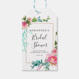 Étiquettes-cadeau Pink and Gold Floral do-it-yourself Fête des marié