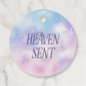 Étiquettes Cadeau Pink and Purple Heaven envoyé Baby shower (Dos)