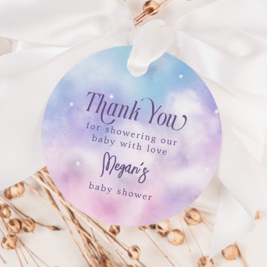 Étiquettes Cadeau Pink and Purple Heaven envoyé Baby shower