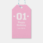 Étiquettes-cadeau Pink Athletic 01 1er Anniversaire Baby shower Bali (Devant)
