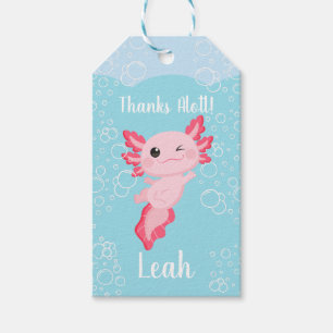Étiquettes-cadeau Pink Axolotl fête d'anniversaire