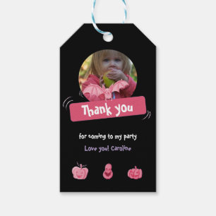 Étiquettes-cadeau Pink & Black Halloween anniversaire merci