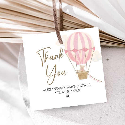 Étiquettes Cadeau Pink Boho Bear Baby Shower 