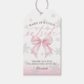 Étiquettes-cadeau Pink Bow Baby Its Cold Outside Baby Shower  (Devant)