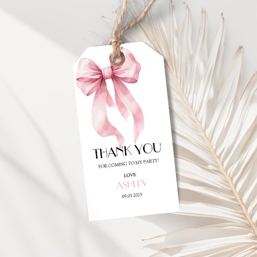 Étiquettes-cadeau Pink Bow Birthday