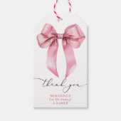 Étiquettes-cadeau Pink Bow fille fête d'anniversaire merci (Devant)