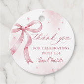 Étiquettes Cadeau Pink Bow Girl 1er anniversaire (Devant)