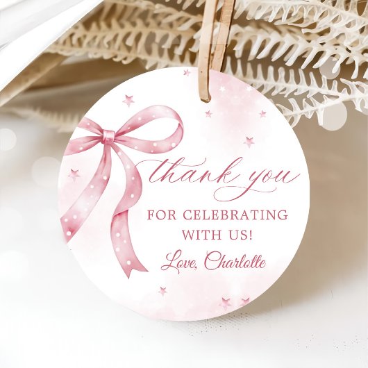 Étiquettes Cadeau Pink Bow Girl 1er anniversaire