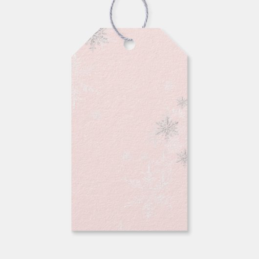 Étiquettes-cadeau Pink Bow Pine Trees Winter Onederland 1st Birthday (Dos)