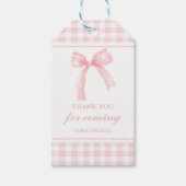 Étiquettes-cadeau Pink Bow preppy plaid baby shower merci (Devant)