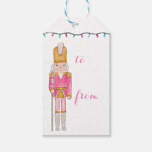 Étiquettes-cadeau Pink Christmas Nutcracker Holiday Lights