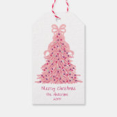 Étiquettes-cadeau Pink Christmas Tree Pink Bow (Dos)