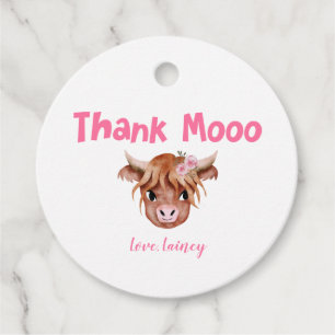 Étiquettes Cadeau Pink Cow Thème Anniversaire