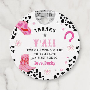 Étiquettes Cadeau Pink Disco Premier Rodéo Western Girl Premier Anni