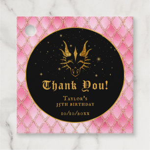 Étiquettes Cadeau Pink Dragon Scales Or Anniversaire Merci