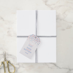 Étiquettes-cadeau Pink et bleu merci nommé mariage tag cadeau