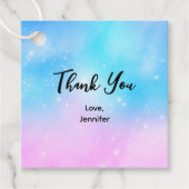 Étiquettes Cadeau Pink et Blue Pastel Gradient Sky Merci (Devant)