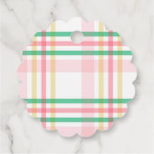 Étiquettes Cadeau Pink et vert preppy Plaid Joyeux Pâques (Dos)