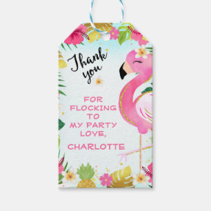 Étiquettes-cadeau Pink Flamingle Floral Foliage Anniversaire