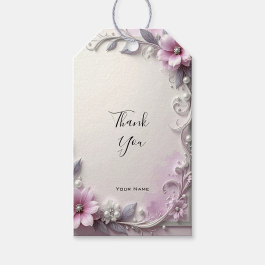 Étiquettes-cadeau Pink Floral Frame Gift Tag (Devant)