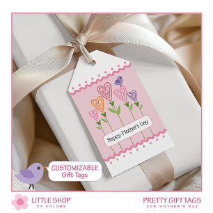 Étiquettes-cadeau Pink Floral Hearts Fête des mères