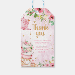 Étiquettes-cadeau Pink Floral Tea Party Baby shower Favoriser les ét