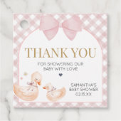 Étiquettes Cadeau Pink Gingham Silly Goose Baby Shower (Devant)