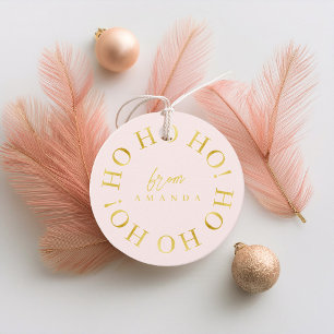 Étiquettes Cadeau Pink Gold Christmas Ho Ho Ho ID1009