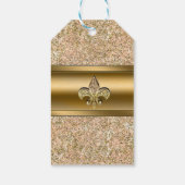 Étiquettes-cadeau Pink & Gold Sparktery Fleur de lis (Dos)