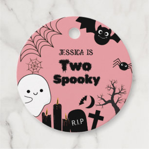 Étiquettes Cadeau Pink Halloween deux éffrayant deuxième fête d'anni