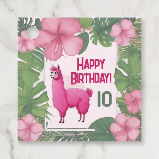 Étiquettes Cadeau Pink Joyeux Lama souriant (Devant)