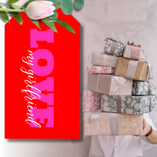 Étiquettes-cadeau Pink LOVE ( ajouter votre texte) Neon Red Valentin