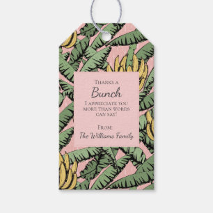 Étiquettes-cadeau Pink Merci une bande de bananes tropicales Appréci