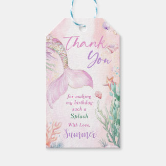 Étiquettes-cadeau Pink Mermaid 1st Birthday Oneder The Sea