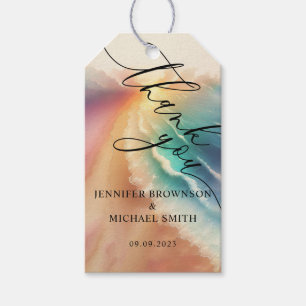 Étiquettes-cadeau Pink Ocean Beach Summer Party Mariage Merci