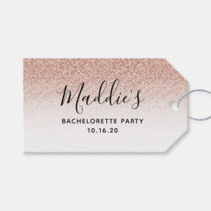 Étiquettes-cadeau Pink Ombre Parties scintillant Bachelorette Nom de