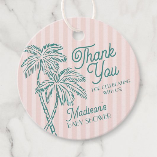 Étiquettes Cadeau Pink Palm Spring Pastel Beach Baby shower (Devant)