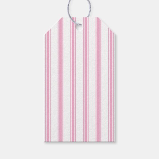 Étiquettes-cadeau Pink Pastel Farmhouse Rustic Ticking Stripe (Devant)