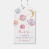 Étiquettes-cadeau Pink Pastel Two Moon Space Anniversaire Merci (Devant)
