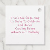 Étiquettes Cadeau Pink Photo Collage Custom Femmes's Birthday Party (Dos)