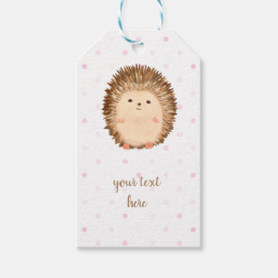 Étiquettes-cadeau Pink Polka Dot Cute Hedgehog Tags cadeaux